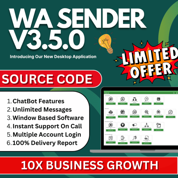 WaSender Bulk WhatsApp Sender + Group Sender + WhatsApp Auto Reply Bot (V3.5.0) (Source Code)