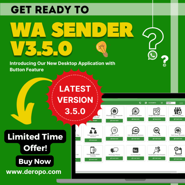 WA Bulk WhatsApp Sender + Group Sender + WhatsApp Auto Reply Bot (V3.5.0) 1Year (Single User/PC)